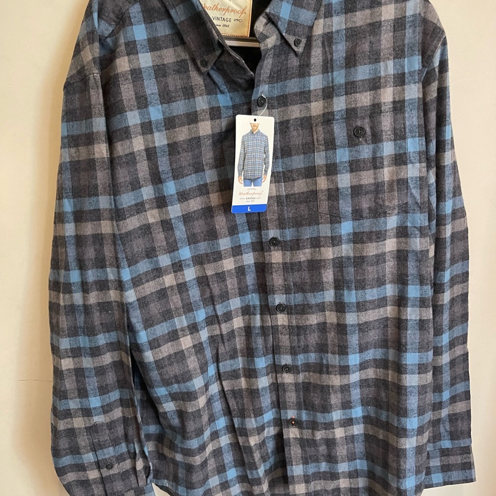 Weatherproof Vintage Plaid Shirt - Blue and Gray